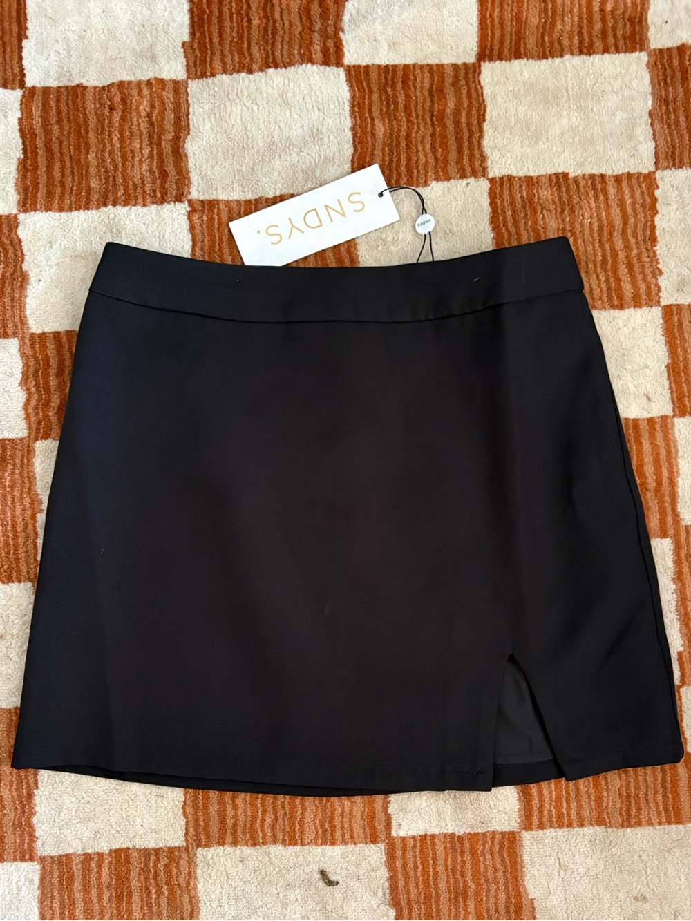 Black Women's Mini Skirt with Front Slit